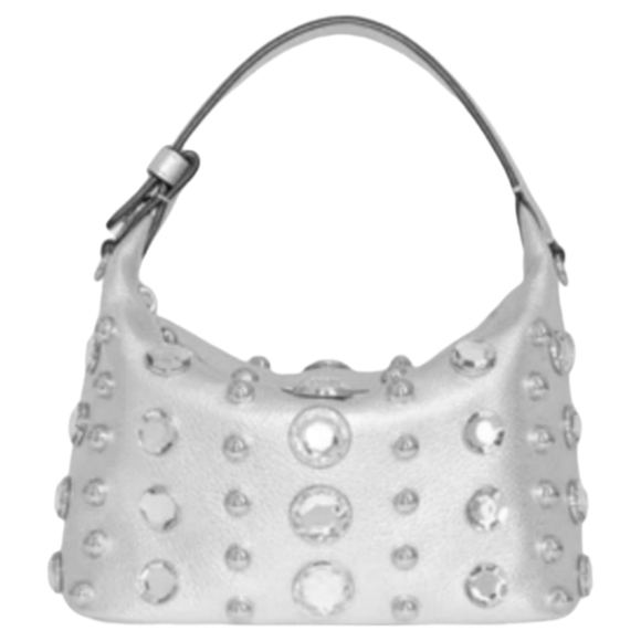 Rebecca Minkoff Stone Studded Shoulder Bag, Silver, NWT - Picture 3 of 16